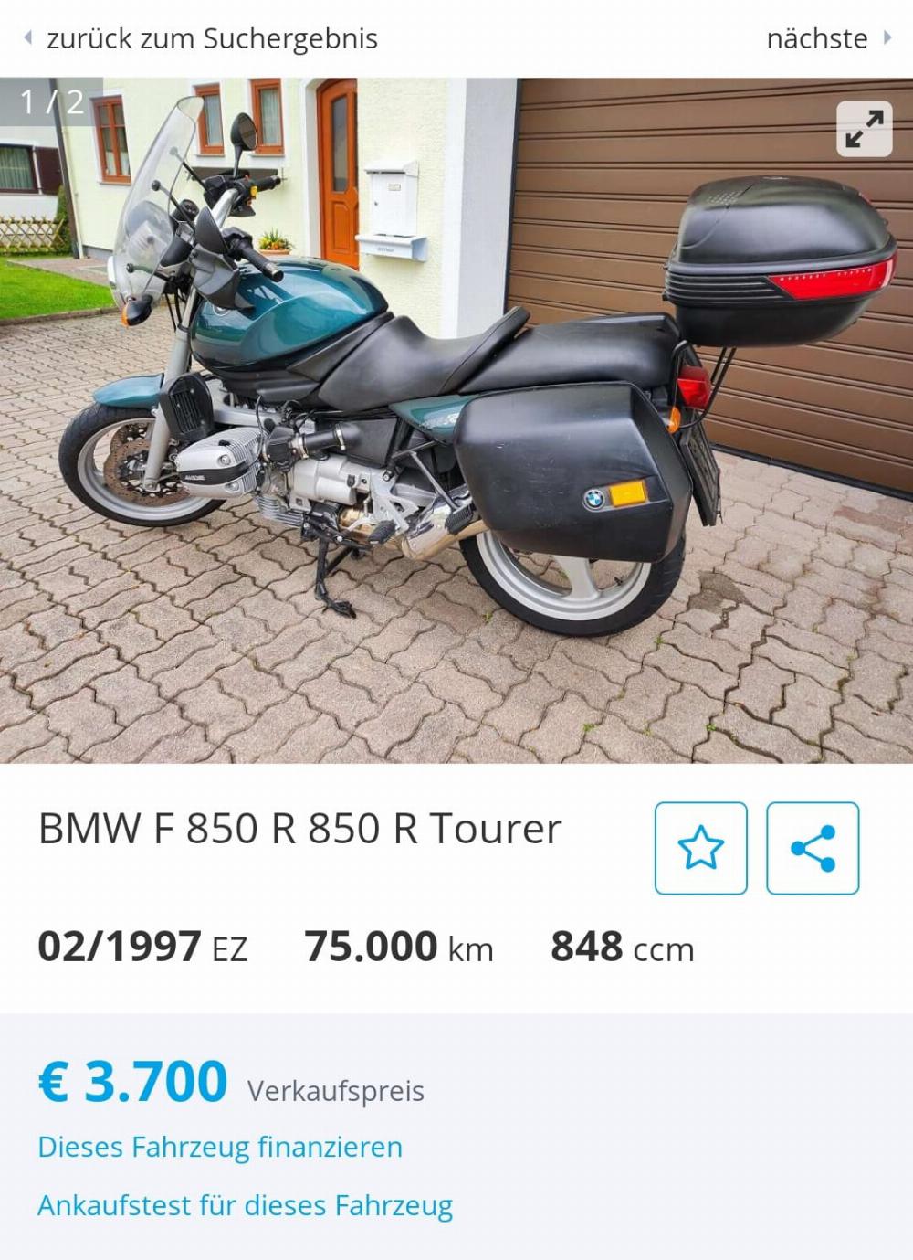 Motorrad verkaufen BMW R850R Ankauf