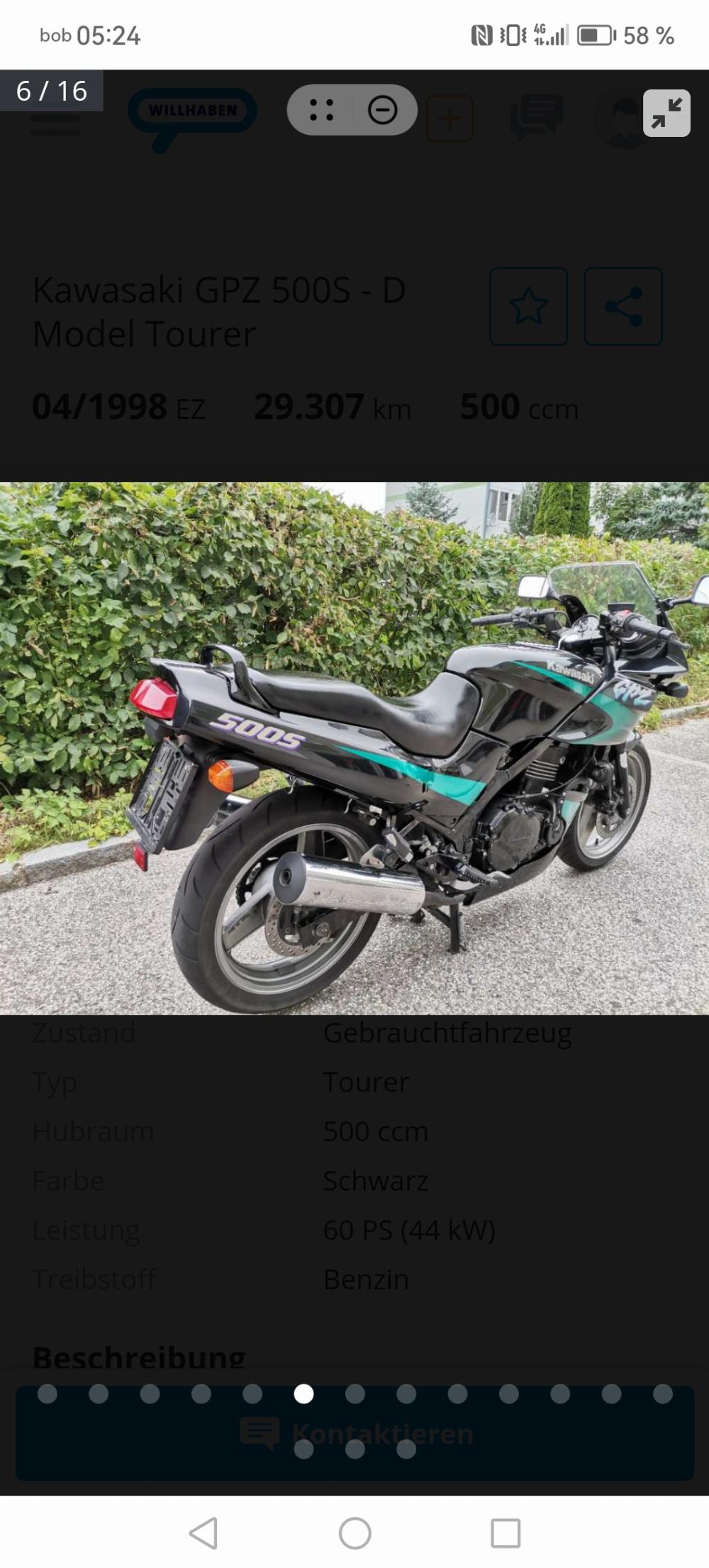 Motorrad verkaufen Kawasaki Gpz500S Ankauf